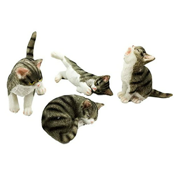 Set of Four Painted Polyresin Cats